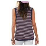 Yanekop Womens Striped Tank Top Oversized Crewneck Shirt Loose Fit Casual Tank Tops Sleeveless Summer Tops(Pink Navy,L) - Retail: $6 Yanekop Womens Striped Tank Top Oversized Crewneck Shirt Loose Fit Casual Tank Tops Sleeveless Summer Tops(Pink Navy,L) - Retail: $6