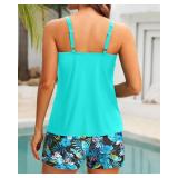 Tempt Me Aqua Leaves Two Piece Tankini Swimsuits for Women Tummy Control Bathing Suit with Shorts Athletic Swimwear XL - Retail: $35 Tempt Me Aqua Leaves Two Piece Tankini Swimsuits for Women Tummy Control Bathing Suit with Shorts Athletic Swimwear XL - Retail: $35