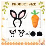 Crowye 3 Pcs Halloween Bunny Costume Set Plush Bunny Ear Headband Rabbit Tail Carrot Toy for Women Adult Cosplay Party(Black) - Retail: $10 Crowye 3 Pcs Halloween Bunny Costume Set Plush Bunny Ear Headband Rabbit Tail Carrot Toy for Women Adult Cosplay Party(Black) - Retail: $10