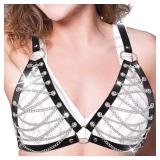 BODIY Black Leather Chest Chain Bra Punk Layered Chest Jewelry Tassel Body Accessories for Women (Silver) - Retail: $12 BODIY Black Leather Chest Chain Bra Punk Layered Chest Jewelry Tassel Body Accessories for Women (Silver) - Retail: $12