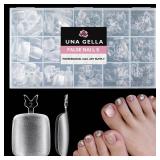 UNA GELLA Toe Nail Tips Full Cover, 216 Pcs Square Round Toe Nail Press Ons Clear Pre-Shape Gel Toe Nail Tips Double Matte Acrylic Fake Toenails Extensions DIY Home Nail Salon for Women, 15 Sizes - Re UNA GELLA Toe Nail Tips Full Cover, 216 Pcs Square Round Toe Nail Press Ons Clear Pre-Shape Gel Toe Nail Tips Double Matte Acrylic Fake Toenails Extensions DIY Home Nail Salon for Women, 15 Sizes - Re