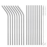 ANNVCHI 16 Pack of Reusable Stainless Steel Metal Straws, 8 Straight + 8 Bent 8.5 inch Metal Straws with 2 Cleaning Brushes, Straw Compatible with 20oz Stanley Cup - Retail: $7 ANNVCHI 16 Pack of Reusable Stainless Steel Metal Straws, 8 Straight + 8 Bent 8.5 inch Metal Straws with 2 Cleaning Brushes, Straw Compatible with 20oz Stanley Cup - Retail: $7