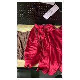 Escallier Two Piece Red Satin Nightgown and Robe, L Escallier Two Piece Red Satin Nightgown and Robe, L