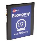 Avery Economy View 3 Ring Binder, 0.5\ Round Rings, 100-Sheet Capacity, 0.7 Inch Wide Spine, Great for Home, School Supplies, Office, or Organization Needs, 1 Black Binder (05751) - Retail: $9 Avery Economy View 3 Ring Binder, 0.5\ Round Rings, 100-Sheet Capacity, 0.7 Inch Wide Spine, Great for Home, School Supplies, Office, or Organization Needs, 1 Black Binder (05751) - Retail: $9