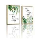 Minimalist Wooden Art Wall Decor Botanical Wall Art Wash Your Worries Away Relax Mural Green Plant with Motivational Quote Framed Wall Decor for Home Bathroom Bedroom 12\x16\in Set of 2 - Retail: $38 Minimalist Wooden Art Wall Decor Botanical Wall Art Wash Your Worries Away Relax Mural Green Plant with Motivational Quote Framed Wall Decor for Home Bathroom Bedroom 12\x16\in Set of 2 - Retail: $38
