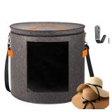 kushon Oversized Hat Storage Box for Women and Men 19\ D x 17\in H Cowboy Hat Boxes with 1 Wood Hook Felt travel Round Hat Organizer Box with Dustproof Lid (Gray) - Retail: $22 kushon Oversized Hat Storage Box for Women and Men 19\ D x 17\in H Cowboy Hat Boxes with 1 Wood Hook Felt travel Round Hat Organizer Box with Dustproof Lid (Gray) - Retail: $22
