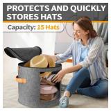 kushon Oversized Hat Storage Box for Women and Men 19\ D x 17\in H Cowboy Hat Boxes with 1 Wood Hook Felt travel Round Hat Organizer Box with Dustproof Lid (Gray) - Retail: $22 kushon Oversized Hat Storage Box for Women and Men 19\ D x 17\in H Cowboy Hat Boxes with 1 Wood Hook Felt travel Round Hat Organizer Box with Dustproof Lid (Gray) - Retail: $22