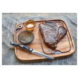Ironwood Gourmet Fort Worth Steak Plate with Juice Channel, Acacia Wood 13 x 11 x 0.75 -inches, Brown - Retail: $20 Ironwood Gourmet Fort Worth Steak Plate with Juice Channel, Acacia Wood 13 x 11 x 0.75 -inches, Brown - Retail: $20