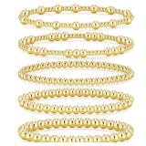 Dodder Gold Beaded Bracelets Set for Women, 14K Gold Plated Elastic Stretch Bead Bracelet Stack 5 Pcs - Retail: $13 Dodder Gold Beaded Bracelets Set for Women, 14K Gold Plated Elastic Stretch Bead Bracelet Stack 5 Pcs - Retail: $13