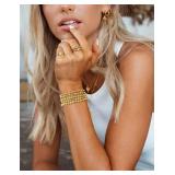 Dodder Gold Beaded Bracelets Set for Women, 14K Gold Plated Elastic Stretch Bead Bracelet Stack 5 Pcs - Retail: $13 Dodder Gold Beaded Bracelets Set for Women, 14K Gold Plated Elastic Stretch Bead Bracelet Stack 5 Pcs - Retail: $13