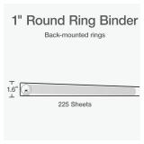 Oxford Ring Binders, 1\ Round Ring Binders, View Binder, Covers on 3 Sides, XtraLife Hinge, Non-Stick, PVC-Free, White, 225 Sheet Capacity (1002512) - Retail: $4in Oxford Ring Binders, 1\ Round Ring Binders, View Binder, Covers on 3 Sides, XtraLife Hinge, Non-Stick, PVC-Free, White, 225 Sheet Capacity (1002512) - Retail: $4in