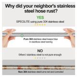SPECILITE 50ft 304 Stainless Steel Garden Hose Metal, Heavy Duty Water Pipe with Nozzles for Yard, Outdoor - Flexible, Never Kink and Tangle, Puncture Resistant (Sliver) - Retail: $36 SPECILITE 50ft 304 Stainless Steel Garden Hose Metal, Heavy Duty Water Pipe with Nozzles for Yard, Outdoor - Flexible, Never Kink and Tangle, Puncture Resistant (Sliver) - Retail: $36