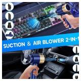 JONYJ Handheld Car Vacuum Cleaner, 16000PA Hand Held Vacuum Portable Cordless, 2 in 1 Air Duster and Vacuum Cleaner with LED Light, Multi-Nozzles, 120W High Power Mini Vacuum for Home, Pet, Office - R JONYJ Handheld Car Vacuum Cleaner, 16000PA Hand Held Vacuum Portable Cordless, 2 in 1 Air Duster and Vacuum Cleaner with LED Light, Multi-Nozzles, 120W High Power Mini Vacuum for Home, Pet, Office - R