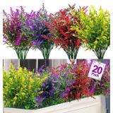 20 Bundles Artificial Lavender Flowers for Outdoors Summer Decor, UV Resistant Fake Flowers Plastic Faux Plants Wedding Kitchen Office Table Centerpieces Home Porch Yards Cemetery Decor(Mix Colors) -  20 Bundles Artificial Lavender Flowers for Outdoors Summer Decor, UV Resistant Fake Flowers Plastic Faux Plants Wedding Kitchen Office Table Centerpieces Home Porch Yards Cemetery Decor(Mix Colors) -