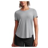 CRZ YOGA Cloudweight Workout Tops for Women Lightweight Athletic Short Sleeve Shirts Gym Running Side Slit T-Shirts Silver Gray Large - Retail: $24 CRZ YOGA Cloudweight Workout Tops for Women Lightweight Athletic Short Sleeve Shirts Gym Running Side Slit T-Shirts Silver Gray Large - Retail: $24