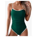 Eomenie Green One-Piece Swimsuit with White Trim Large - Retail: $25 Eomenie Green One-Piece Swimsuit with White Trim Large - Retail: $25