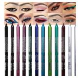 evpct 12Pcs Green Blue White Black Brown Purple Color Gel Glitter Eyeliner Pencils Set for Women Waterline Waterproof Smudge Proof lapiz de ojos delineador de ojos contra el agua Eye Liner Makeup 1-5  evpct 12Pcs Green Blue White Black Brown Purple Color Gel Glitter Eyeliner Pencils Set for Women Waterline Waterproof Smudge Proof lapiz de ojos delineador de ojos contra el agua Eye Liner Makeup 1-5