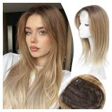 Ms Taj Hair Topper 18 Inch for Women With Thinning Hair - Long Layered 6.5\X6.5\in Synthetic Hair Pieces, Fiber Wiglets for Ladies (3 Tone Blonde) NEEDS BRUSHED - Retail: $28in Ms Taj Hair Topper 18 Inch for Women With Thinning Hair - Long Layered 6.5\X6.5\in Synthetic Hair Pieces, Fiber Wiglets for Ladies (3 Tone Blonde) NEEDS BRUSHED - Retail: $28in