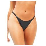 Zmart Women Thong Bikini Bottoms 1 Pack G String Sexy Low Waist Swimsuit Bottom Brazilian Cheeky Bathing Suit Bottoms Black M - Retail: $14 Zmart Women Thong Bikini Bottoms 1 Pack G String Sexy Low Waist Swimsuit Bottom Brazilian Cheeky Bathing Suit Bottoms Black M - Retail: $14