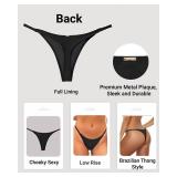 Zmart Women Thong Bikini Bottoms 1 Pack G String Sexy Low Waist Swimsuit Bottom Brazilian Cheeky Bathing Suit Bottoms Black M - Retail: $14 Zmart Women Thong Bikini Bottoms 1 Pack G String Sexy Low Waist Swimsuit Bottom Brazilian Cheeky Bathing Suit Bottoms Black M - Retail: $14