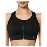 Yvette High Impact Zip Front Sports Bra Mesh Racerback Workout High Support Sports Bras for Women Large Breasts, Black Large - Retail: $38 Yvette High Impact Zip Front Sports Bra Mesh Racerback Workout High Support Sports Bras for Women Large Breasts, Black Large - Retail: $38