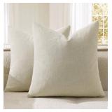 MIULEE Cream Couch Pillow Covers 17x17 Inch, Set of 2 Soft Chenille Decorative Square Throw Pillow Covers Farmhouse for Sofa Living Room Bed - MIULEE Cream Couch Pillow Covers 17x17 Inch, Set of 2 Soft Chenille Decorative Square Throw Pillow Covers Farmhouse for Sofa Living Room Bed -