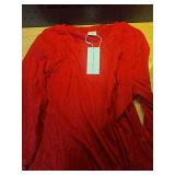 XIEERDUO 3/4 Length Sleeve Womens Tops Dressy Casual Crewneck Pleated Tunic Tops Loose Fit Christmas Red XL - Retail: $10 XIEERDUO 3/4 Length Sleeve Womens Tops Dressy Casual Crewneck Pleated Tunic Tops Loose Fit Christmas Red XL - Retail: $10