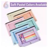 Forvencer Pencil Pouch for 3 Ring Binder, Pastel Pencil Case with Smooth Zipper, Cute Soft Pencil Bag with Clear Window and 3 Reinforced Grommets, Big Capacity Binder Bag, School Office Supplies, Blue Forvencer Pencil Pouch for 3 Ring Binder, Pastel Pencil Case with Smooth Zipper, Cute Soft Pencil Bag with Clear Window and 3 Reinforced Grommets, Big Capacity Binder Bag, School Office Supplies, Blue