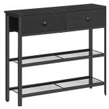 HOOBRO 29.5\ Narrow Console Table with 2 Fabric Drawers, Sofa Table, Small Entryway Table with 3-Tier Storage Shelves, Behind Couch Table, for Living Room, Hallway, Black BB72XG01 - Retail: $57in HOOBRO 29.5\ Narrow Console Table with 2 Fabric Drawers, Sofa Table, Small Entryway Table with 3-Tier Storage Shelves, Behind Couch Table, for Living Room, Hallway, Black BB72XG01 - Retail: $57in