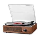 FEKTIK Record Players Vintage Turntable for Vinyl Records with Speakers Belt-Driven Turntables Support 3-Speed, Bluetooth Wireless Playback, Headphone, AUX-in, RCA Line LP Vinyl Players - Retail: $40 FEKTIK Record Players Vintage Turntable for Vinyl Records with Speakers Belt-Driven Turntables Support 3-Speed, Bluetooth Wireless Playback, Headphone, AUX-in, RCA Line LP Vinyl Players - Retail: $40