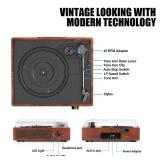 FEKTIK Record Players Vintage Turntable for Vinyl Records with Speakers Belt-Driven Turntables Support 3-Speed, Bluetooth Wireless Playback, Headphone, AUX-in, RCA Line LP Vinyl Players - Retail: $40 FEKTIK Record Players Vintage Turntable for Vinyl Records with Speakers Belt-Driven Turntables Support 3-Speed, Bluetooth Wireless Playback, Headphone, AUX-in, RCA Line LP Vinyl Players - Retail: $40