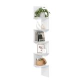VASAGLE Corner Shelf Wall Mount, 5-Tier Floating Corner Bookshelf, Plant Shelf for Bedroom, Living Room, Bathroom, Home Office, Cloud White - Retail: $30 VASAGLE Corner Shelf Wall Mount, 5-Tier Floating Corner Bookshelf, Plant Shelf for Bedroom, Living Room, Bathroom, Home Office, Cloud White - Retail: $30