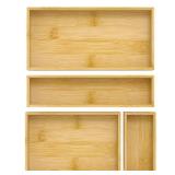 Greatseas Silverware Bamboo Drawer Organizer Tray, 4 PCS Kitchen Drawer Organizer Storage for Utensil Cutlery, Bathroom, Office Desk, Makeup Greatseas Silverware Bamboo Drawer Organizer Tray, 4 PCS Kitchen Drawer Organizer Storage for Utensil Cutlery, Bathroom, Office Desk, Makeup