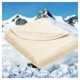 HOMFINE Cooling Blankets for Hot Sleepers - Summer Blanket Thin Lightweight Breathable Soft Double Side Enhanced Cooling for Bed Couch Sofa, Keep Cool for Night Sweats (Beige, 90 x 90 inches) - Retail HOMFINE Cooling Blankets for Hot Sleepers - Summer Blanket Thin Lightweight Breathable Soft Double Side Enhanced Cooling for Bed Couch Sofa, Keep Cool for Night Sweats (Beige, 90 x 90 inches) - Retail