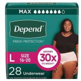 Depend Fresh Protection Adult Incontinence Underwear for Women  Maximum  L  Blush  28Ct - Retail: $108 Depend Fresh Protection Adult Incontinence Underwear for Women  Maximum  L  Blush  28Ct - Retail: $108