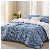 Bedsure Queen Comforter Set - Infinity Blue Bed Set, 3 Pieces Cute Floral Bedding, 1 Soft Reversible Botanical Flowers Comforter and 2 Pillow Shams - Retail: $50 Bedsure Queen Comforter Set - Infinity Blue Bed Set, 3 Pieces Cute Floral Bedding, 1 Soft Reversible Botanical Flowers Comforter and 2 Pillow Shams - Retail: $50