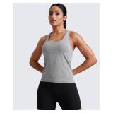 CRZ YOGA Womens Seamless Racerback Tank Scoop Neck Breathable Running Workout Tops Athletic Gym Sleeveless Shirts Slate Grey Marl Small - Retail: $24 CRZ YOGA Womens Seamless Racerback Tank Scoop Neck Breathable Running Workout Tops Athletic Gym Sleeveless Shirts Slate Grey Marl Small - Retail: $24