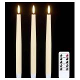 GenSwin Flameless Taper Candles with Remote Timer, Real Wax LED Flickering Candlesticks Battery Operated 3D Wick for Wedding, Party, Home(Ivory, 9.84\, Set of 3) - Retail: $10 GenSwin Flameless Taper Candles with Remote Timer, Real Wax LED Flickering Candlesticks Battery Operated 3D Wick for Wedding, Party, Home(Ivory, 9.84\, Set of 3) - Retail: $10