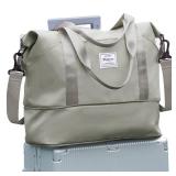Travel Bag, Waterproof Duffel Gym Tote Bag, Weekender Carry On Overnight Bags for Women with Trolley Sleeve Wet Pocket, Travel Duffel Bags Hospital Bag, Grey Brown - Retail: $29 Travel Bag, Waterproof Duffel Gym Tote Bag, Weekender Carry On Overnight Bags for Women with Trolley Sleeve Wet Pocket, Travel Duffel Bags Hospital Bag, Grey Brown - Retail: $29