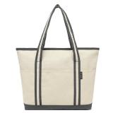 QYEPYUE Large Canvas Tote Bag for Women, Beach Bag with Zipper, Utility Tote Bag with 3 Front Pockets, Weekender Pool Bag - Retail: $15 QYEPYUE Large Canvas Tote Bag for Women, Beach Bag with Zipper, Utility Tote Bag with 3 Front Pockets, Weekender Pool Bag - Retail: $15