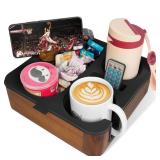 Couch Buddy Couch Cup Holder Tray, Real Acacia Wooden Caddy with Soft Silicone, Snack and Drink Organizer- Perfect Movie Night Accessories for Bed, Remote and Cup Holders for Sofa (Black) - Retail: $3 Couch Buddy Couch Cup Holder Tray, Real Acacia Wooden Caddy with Soft Silicone, Snack and Drink Organizer- Perfect Movie Night Accessories for Bed, Remote and Cup Holders for Sofa (Black) - Retail: $3