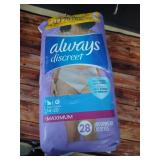 Always Discreet Adult Incontinence Underwear for Women and Postpartum Underwear, Large, Up to 100percent Bladder Leak Protection, 28 Count - Retail: $19 Always Discreet Adult Incontinence Underwear for Women and Postpartum Underwear, Large, Up to 100percent Bladder Leak Protection, 28 Count - Retail: $19
