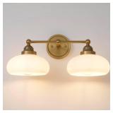 SongCiLT Vintage 2-Lights Sconces Wall Lighting with Milk White Glass Shade, Double Arm Wall Lamp Fixture for Living Room Dining Room Bedroom Hallway - Retail: $103 SongCiLT Vintage 2-Lights Sconces Wall Lighting with Milk White Glass Shade, Double Arm Wall Lamp Fixture for Living Room Dining Room Bedroom Hallway - Retail: $103