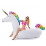 Jasonwell Giant Inflatable Unicorn Pool Float Floatie Ride On with Fast Valves Large Rideable Blow Up Summer Beach Swimming Pool Party Lounge Raft Decorations Toys for Kids Adults - Retail: $30 Jasonwell Giant Inflatable Unicorn Pool Float Floatie Ride On with Fast Valves Large Rideable Blow Up Summer Beach Swimming Pool Party Lounge Raft Decorations Toys for Kids Adults - Retail: $30