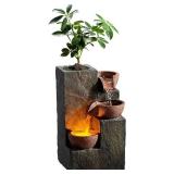 MSEONWXI Tabletop Indoor Water Fountain – 3-Tier Rock Waterfall Fountain with Warm LED Light and DIY Planting Pot MSEONWXI Tabletop Indoor Water Fountain – 3-Tier Rock Waterfall Fountain with Warm LED Light and DIY Planting Pot