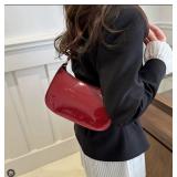 Vintage Wine Red Patent Leather Glossy Underarm Bag 2024 New Minimalist Lady Zipper Shoulder Bag Elegant Versatile Handbag Trend Vintage Wine Red Patent Leather Glossy Underarm Bag 2024 New Minimalist Lady Zipper Shoulder Bag Elegant Versatile Handbag Trend