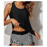 YONIQUE 3 Piece Tankini Swimsuit, Black, M YONIQUE 3 Piece Tankini Swimsuit, Black, M