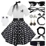 Black and White Polka Dot Party Costume Set size large  - Retail: $25 Black and White Polka Dot Party Costume Set size large  - Retail: $25