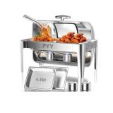 PYY Chafing Dishes for Buffet  - Roll Top Chafing Dish Buffet Set with Half Size Chafing Pans, Commercial Stainless Steel Buffet Servers and Warmers Chafer for Catering, Parties and Restaurants - Reta