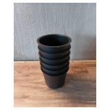 Set of 6 Black Plastic Flower Pots